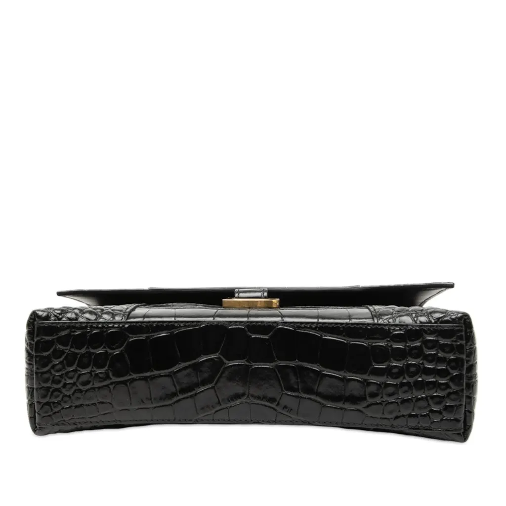 Balenciaga Croc Embossed Leather Downtown Crossbody XS Black Leather Very good - Inside View