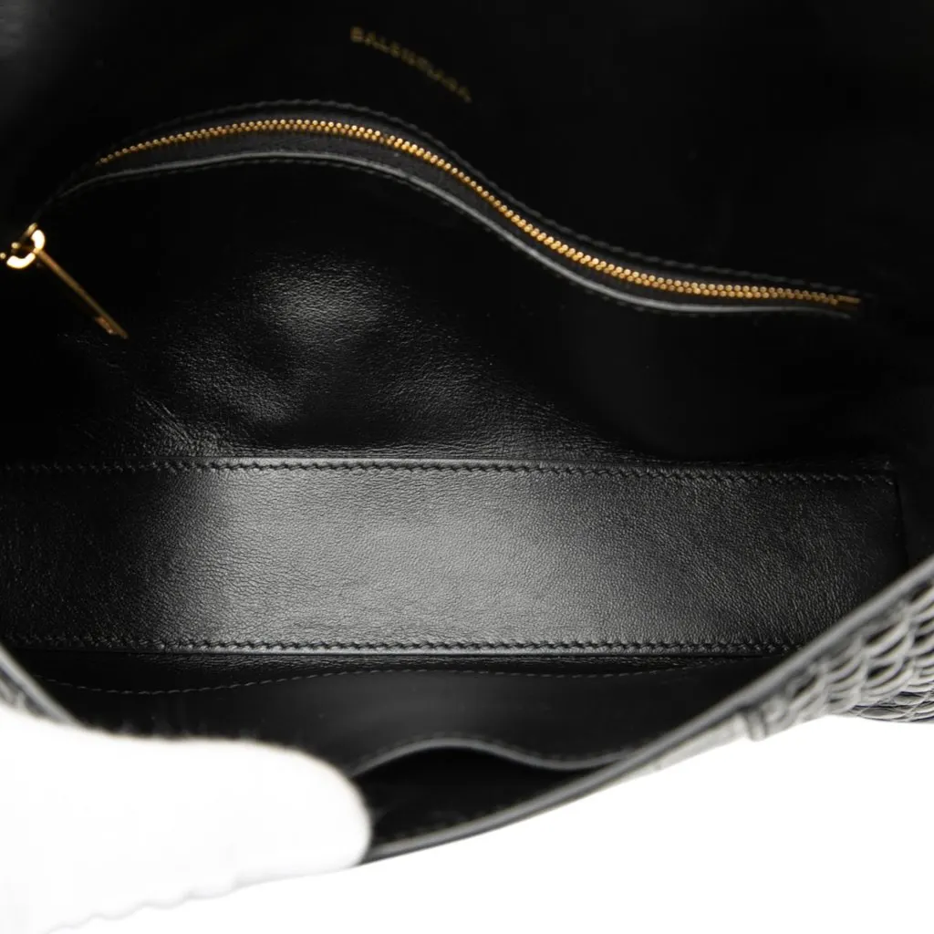 Balenciaga Croc Embossed Leather Downtown Crossbody XS Black Leather Very good - Model View