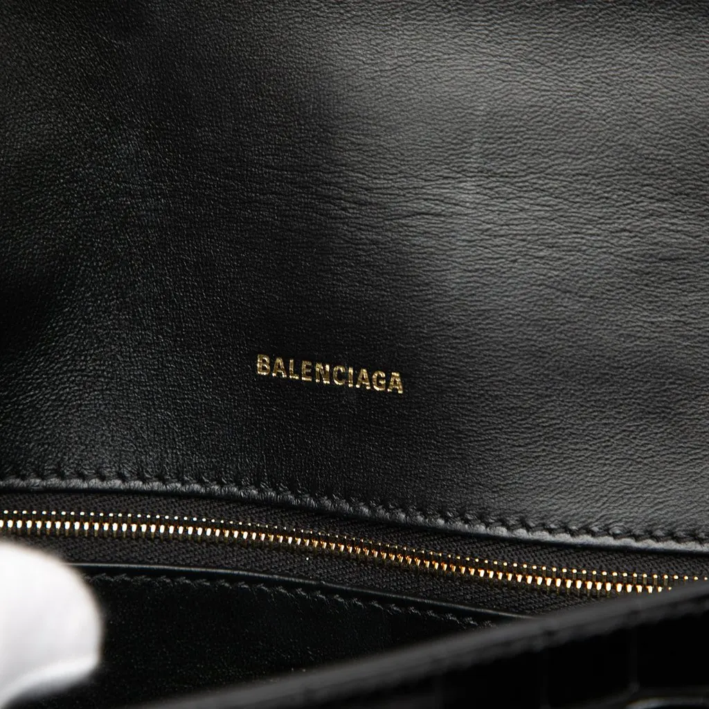 Balenciaga Croc Embossed Leather Downtown Crossbody XS Black Leather Very good - Box View