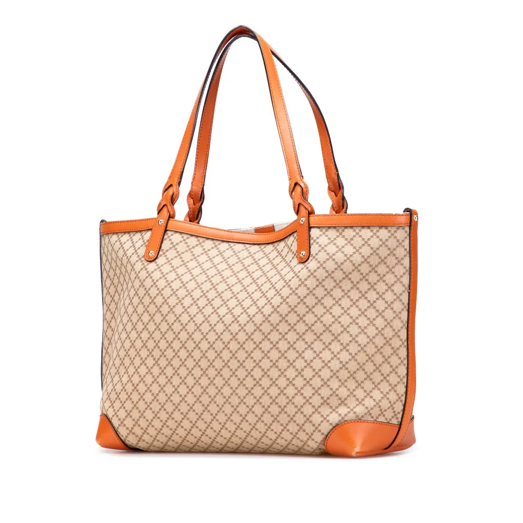 Gucci Medium Diamante Canvas Craft Tote Beige Very good - Back View
