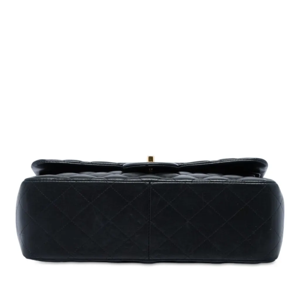 Chanel Jumbo Classic Lambskin Double Flap Black Leather Very good - Inside View