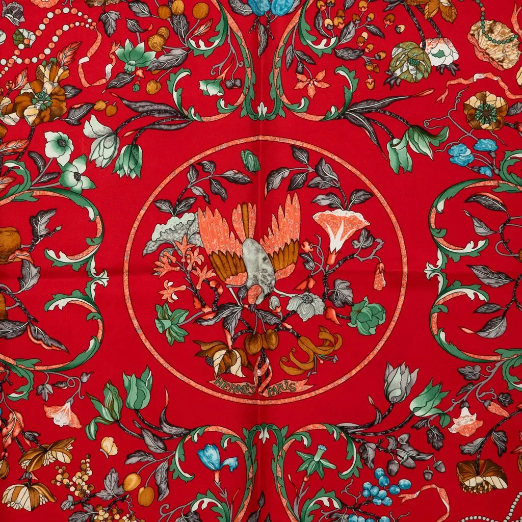 Hermès Pierres D Orient Et D Occident Silk Scarf Red Very good - Back View