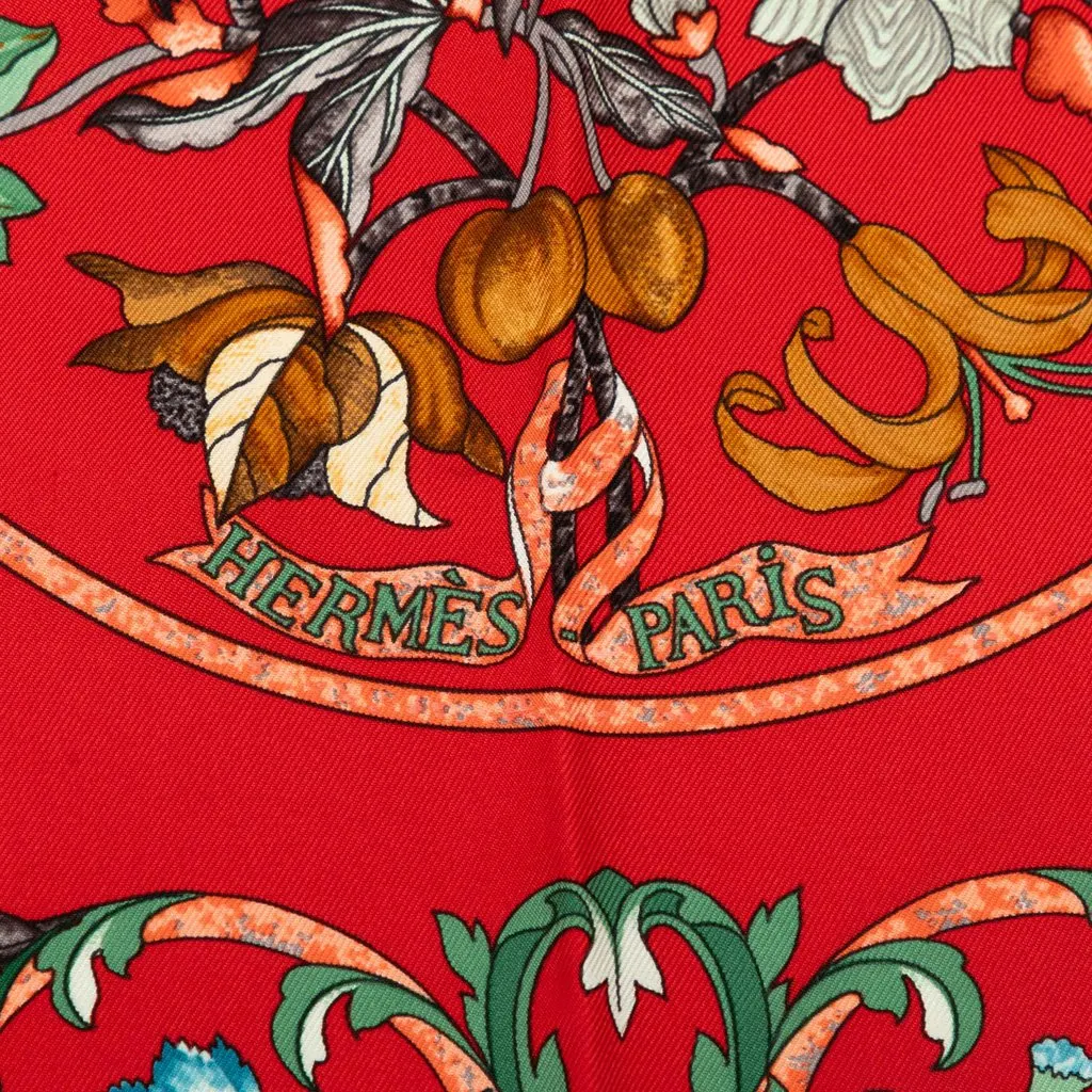 Hermès Pierres D Orient Et D Occident Silk Scarf Red Very good - Inside View