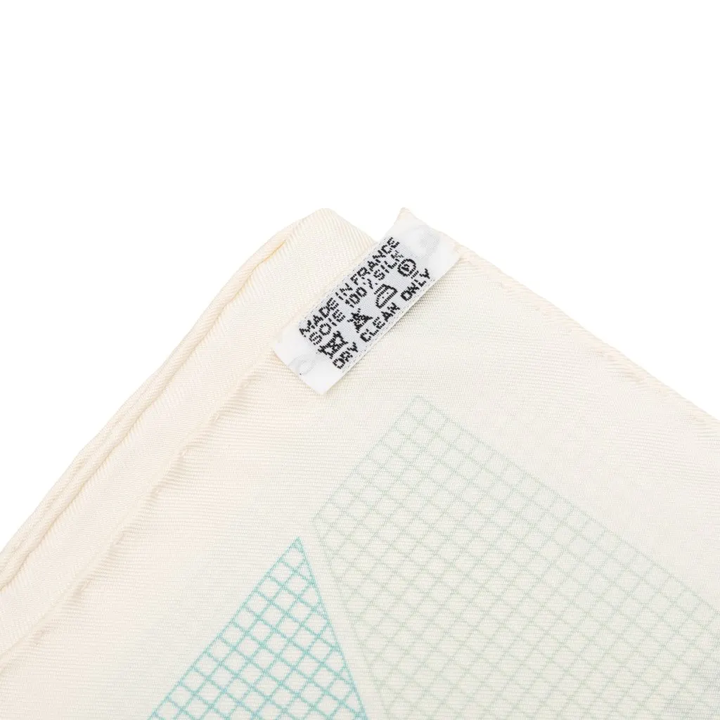Hermès H en Biais Silk Scarf 90 Blue Never worn - Inside View