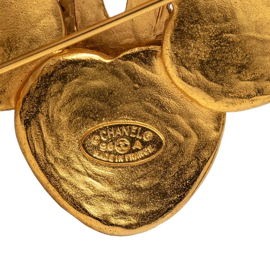 Chanel CC Gold Plated Grapevine Clover Brooch Gold Metal Very good - Inside View