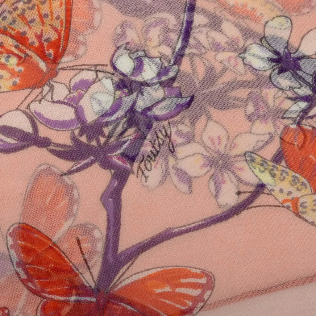 Hermès Vol Amoureux des Azures Mousseline Silk Scarf 90 Pink Silk Good - Inside View