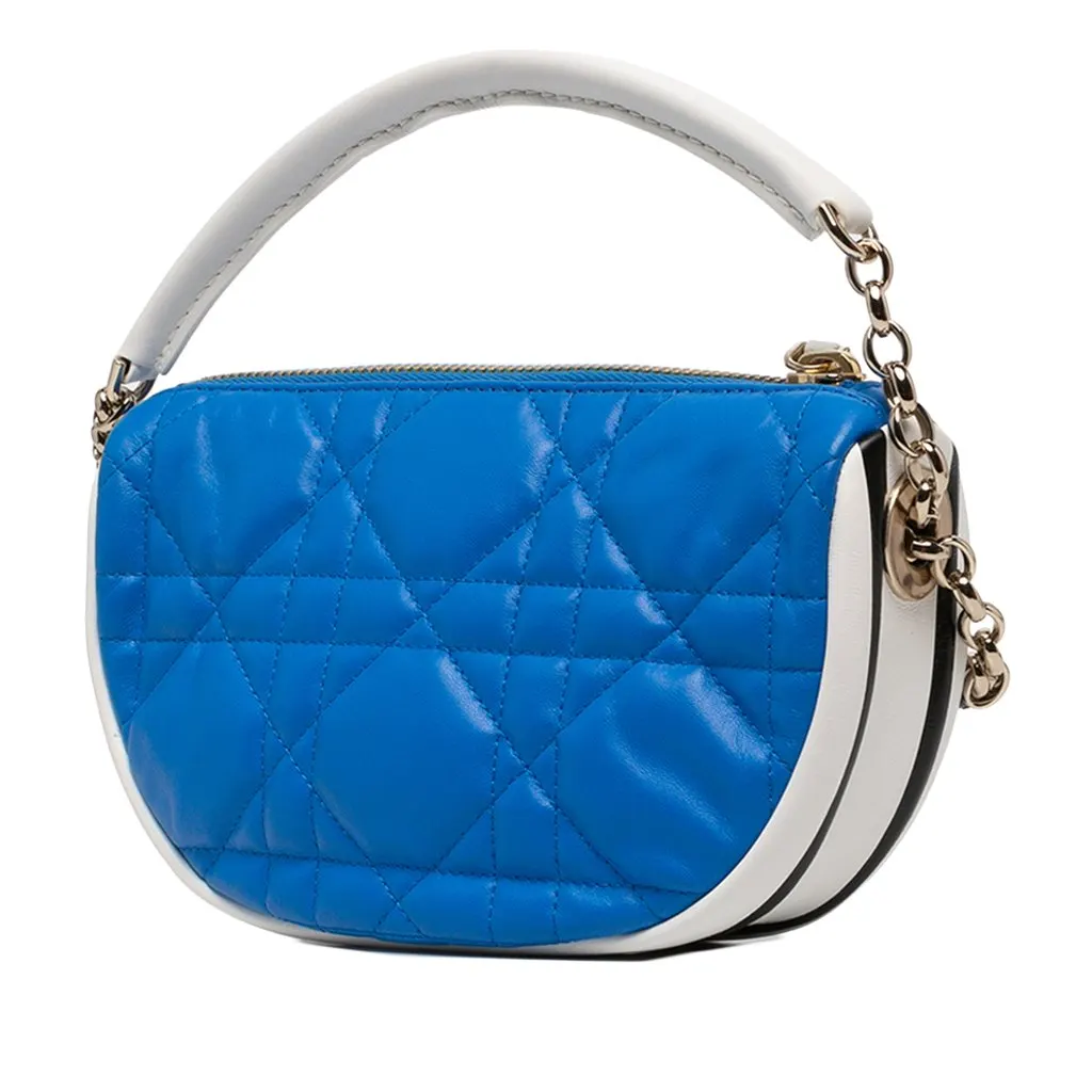 Dior Small Tricolor Lambskin Cannage Dior Vibe Hobo Blue Leather Very good - Back View