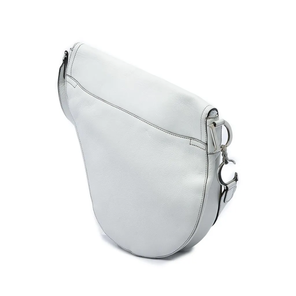 Dior Leather Baudrier Saddle Bag White Leather Very good - Back View
