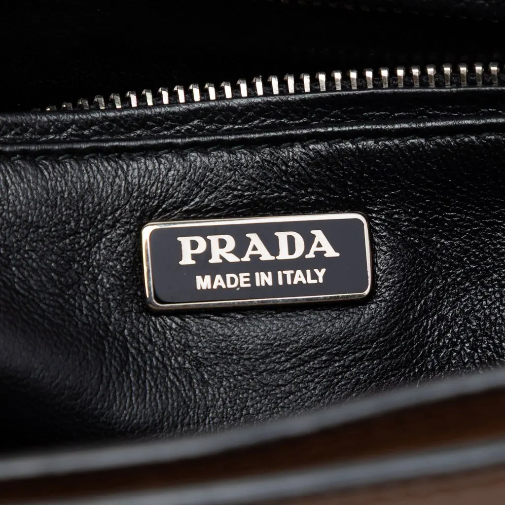Prada Glace Calf Arcade Crossbody Brown Leather Very good - Box View
