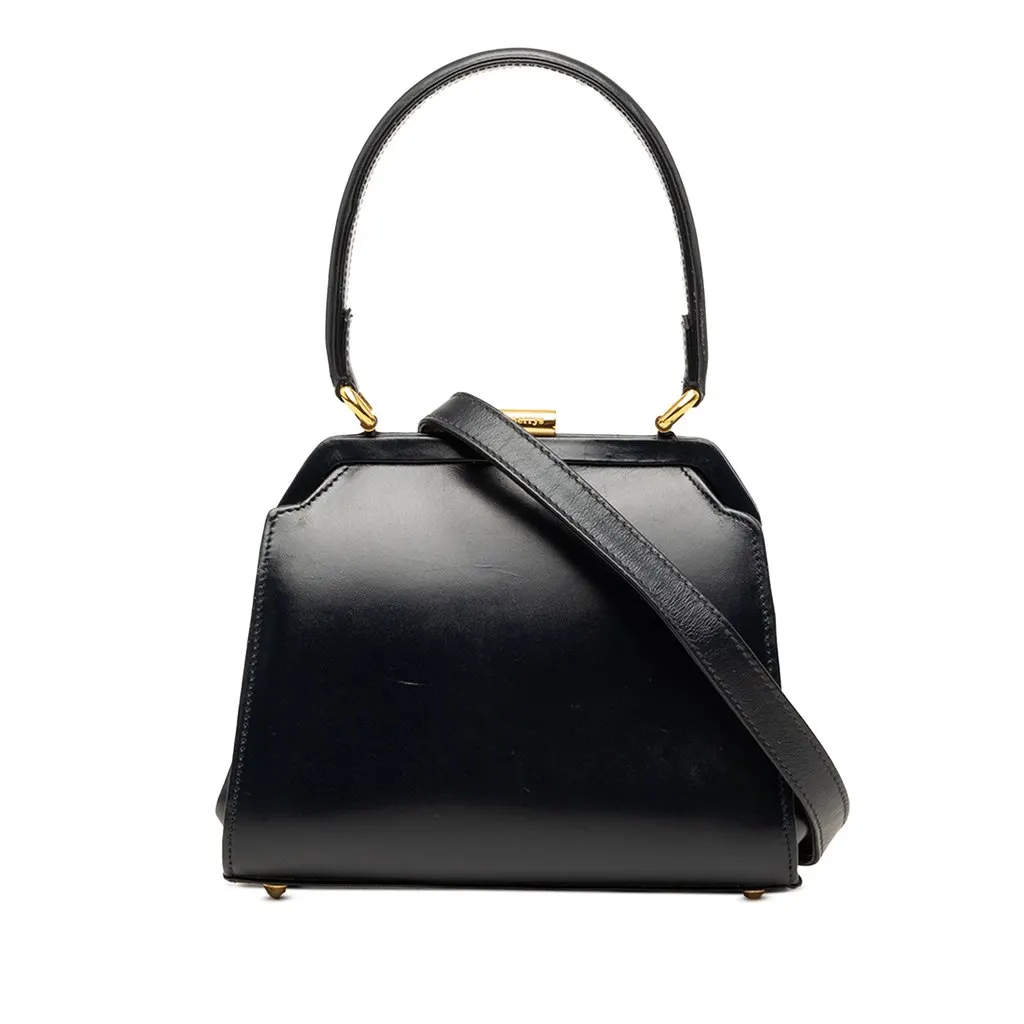 Burberry Leather Satchel Black Leather Good - Front View