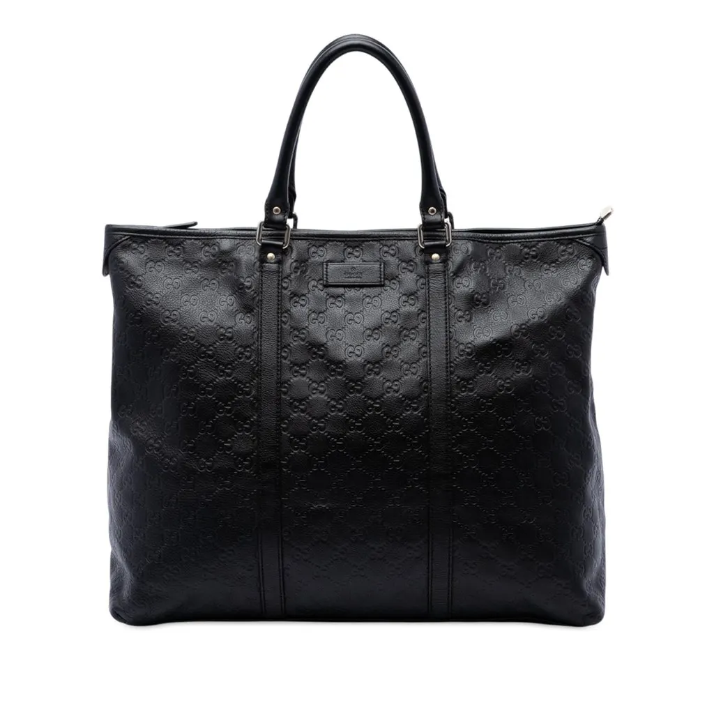 Gucci Guccissima Weekender Black Leather Very good - Front View