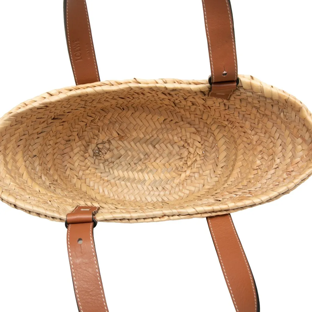 LOEWE Small Raffia Anagram Basket Tote Beige Very good - Model View
