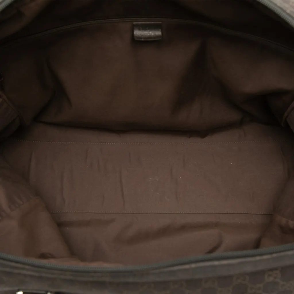 Gucci GG Denim Travel Bag Brown Denim Good - Model View