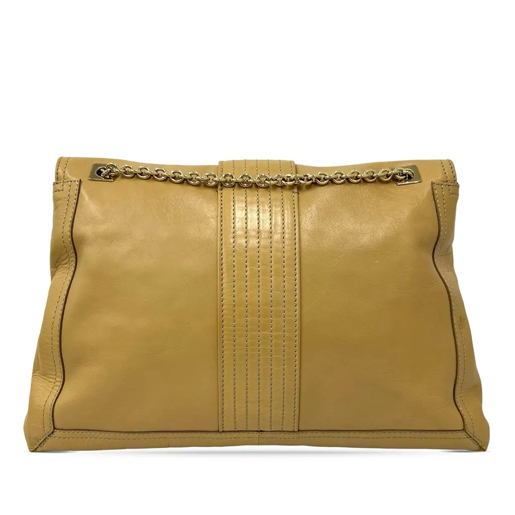 Fendi Leather Maxi Baguette Flap Bag Brown Leather Very good - Back View