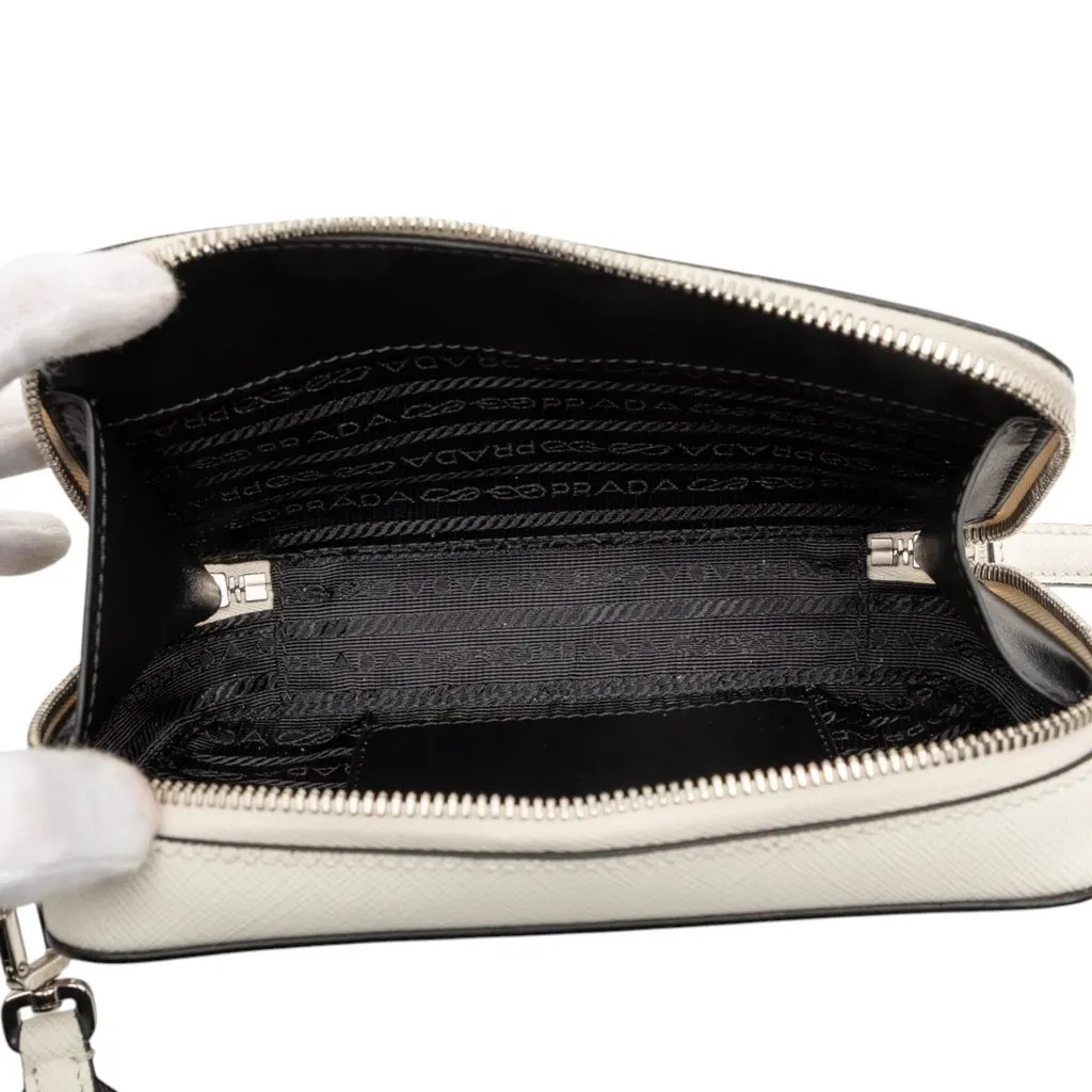 Prada Saffiano Brique Crossbody White Leather Very good - Model View