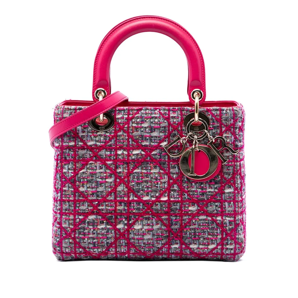 Dior Medium Tweed Macrocannage Lady Dior Pink Very good - Front View