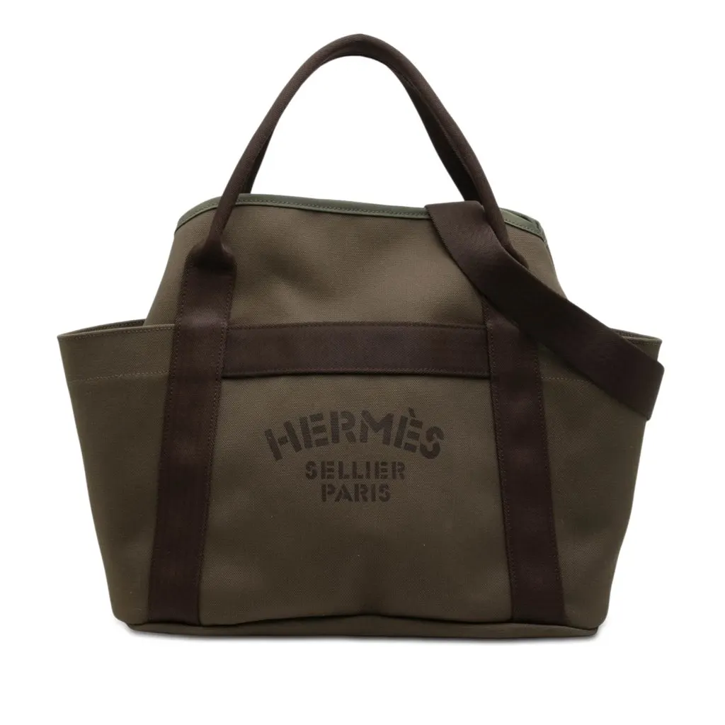Hermès Toile Sac de Pansage Grooming Bag Brown Canvas Very good - Front View