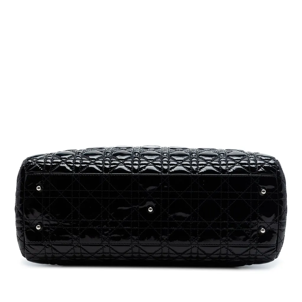 Dior Large Patent Cannage Lady Dior Soft Shopping Tote Black Leather Very good - Inside View