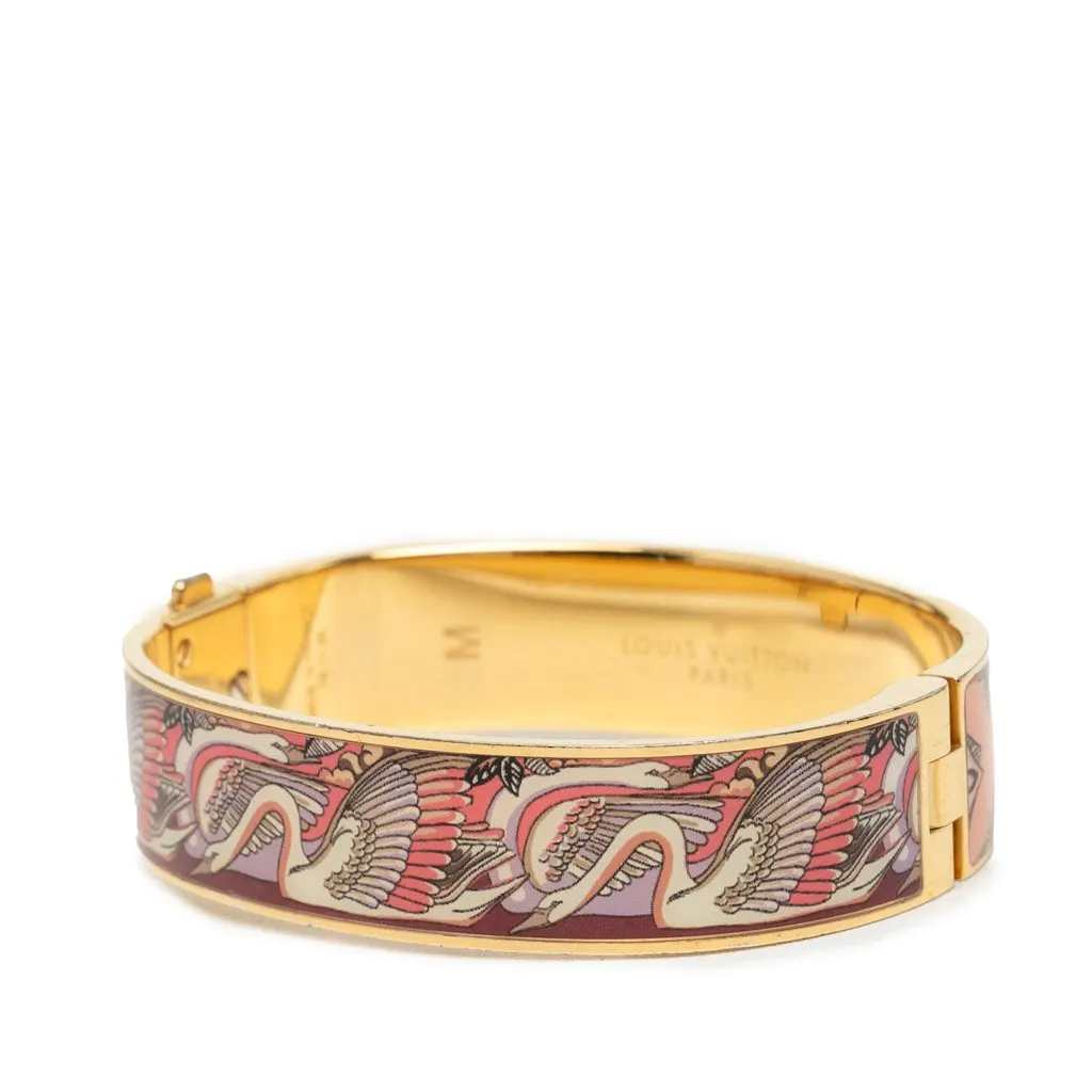 Louis Vuitton Gold Plated Enamel Monogram Confidential Hinge Bracelet M Pink Very good - Back View