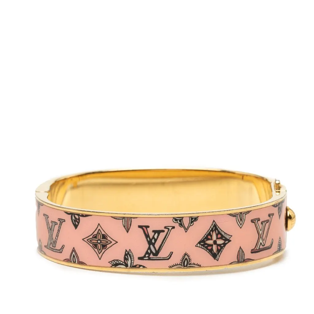 Louis Vuitton Gold Plated Enamel Monogram Confidential Hinge Bracelet M Pink Very good - Inside View