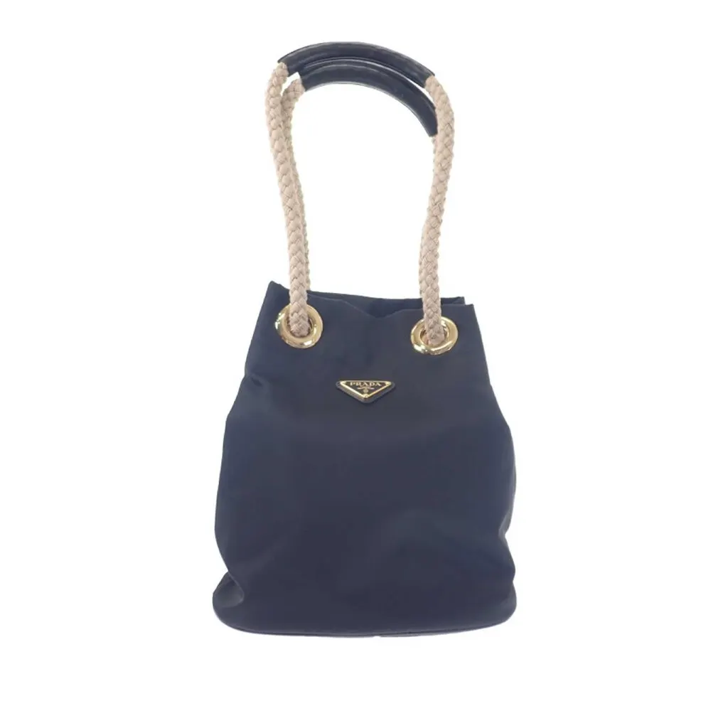 Prada Small Re Nylon Mariner Bucket Bag Blue Polyamide Very good - Front View