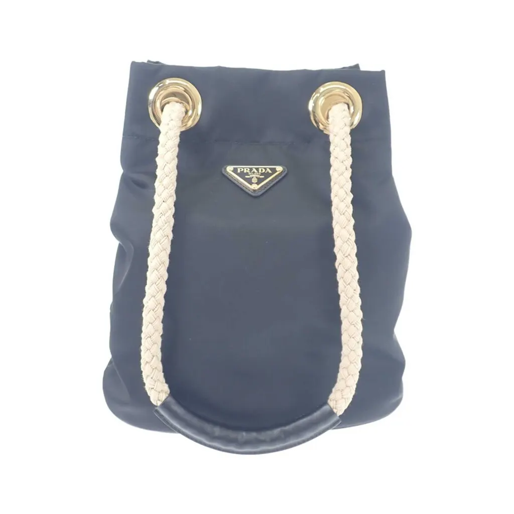 Prada Small Re Nylon Mariner Bucket Bag Blue Polyamide Very good - Back View