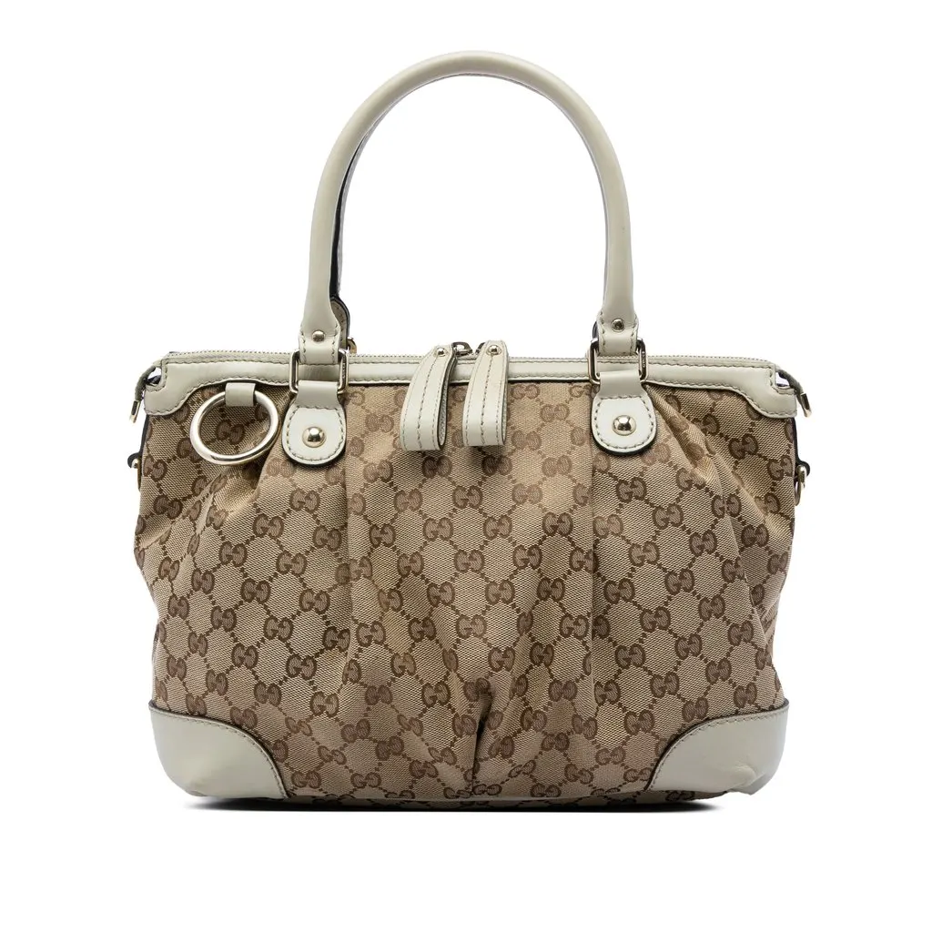 Gucci GG Canvas Sukey Satchel Beige Very good - Front View