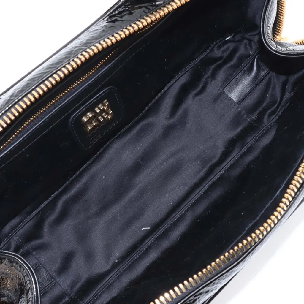 Miu Miu Small Naplak Patent Logo Beau Handbag Black Leather Very good - Inside View