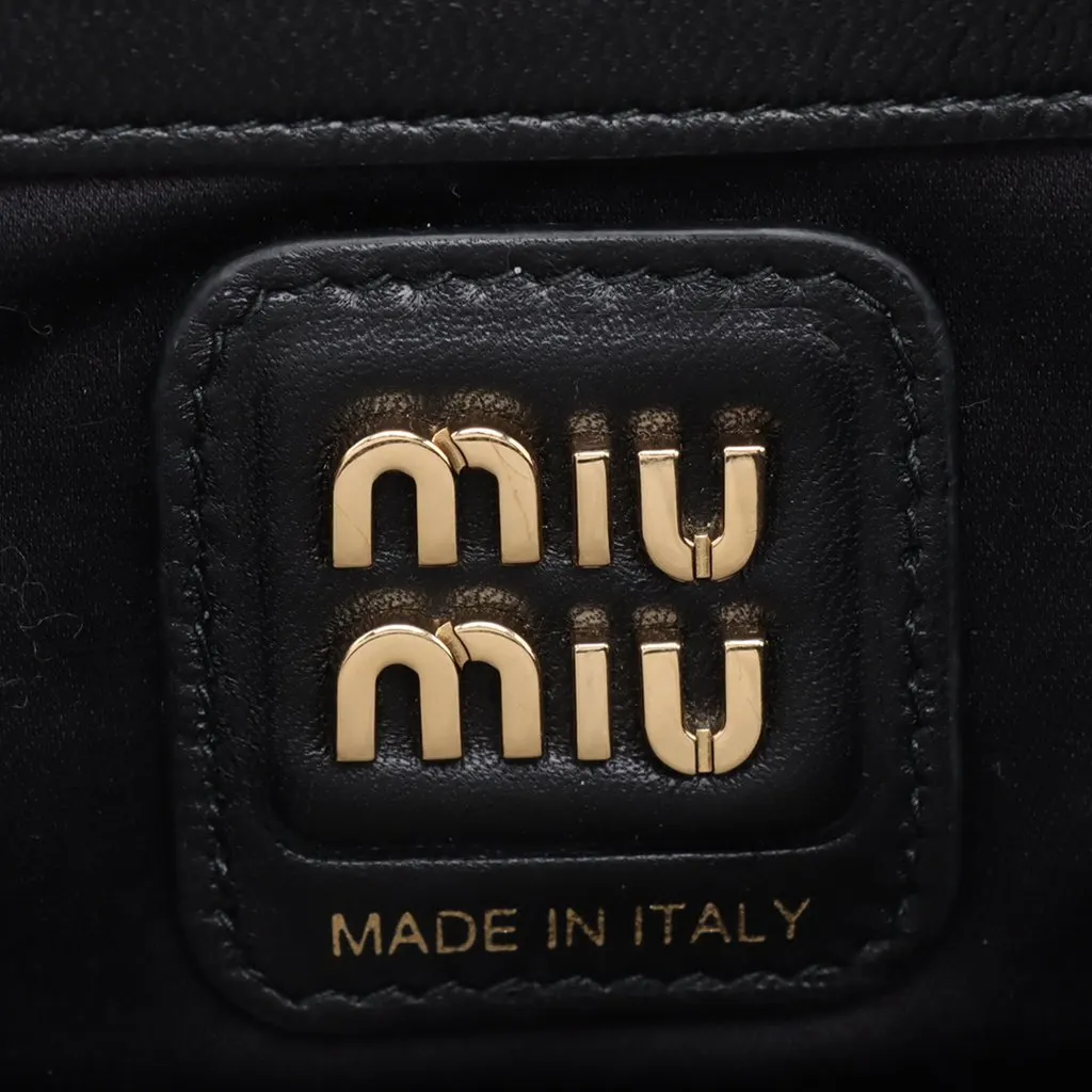 Miu Miu Small Naplak Patent Logo Beau Handbag Black Leather Very good - Box View