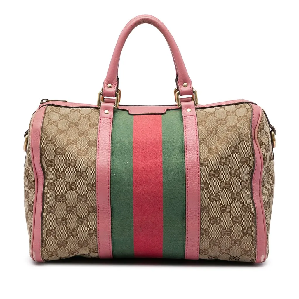 Gucci Medium GG Canvas Web Joy Boston Bag Beige Very good - Front View