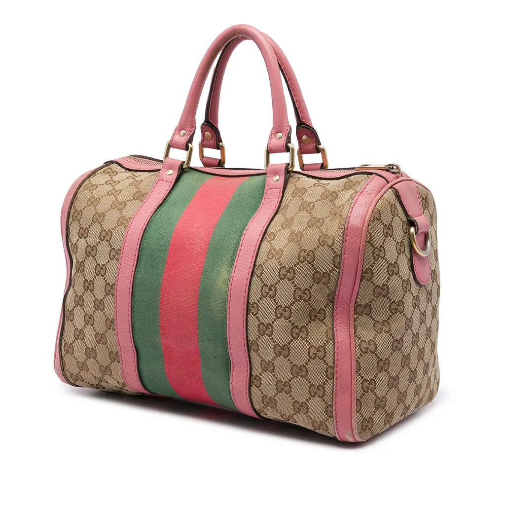 Gucci Medium GG Canvas Web Joy Boston Bag Beige Very good - Back View