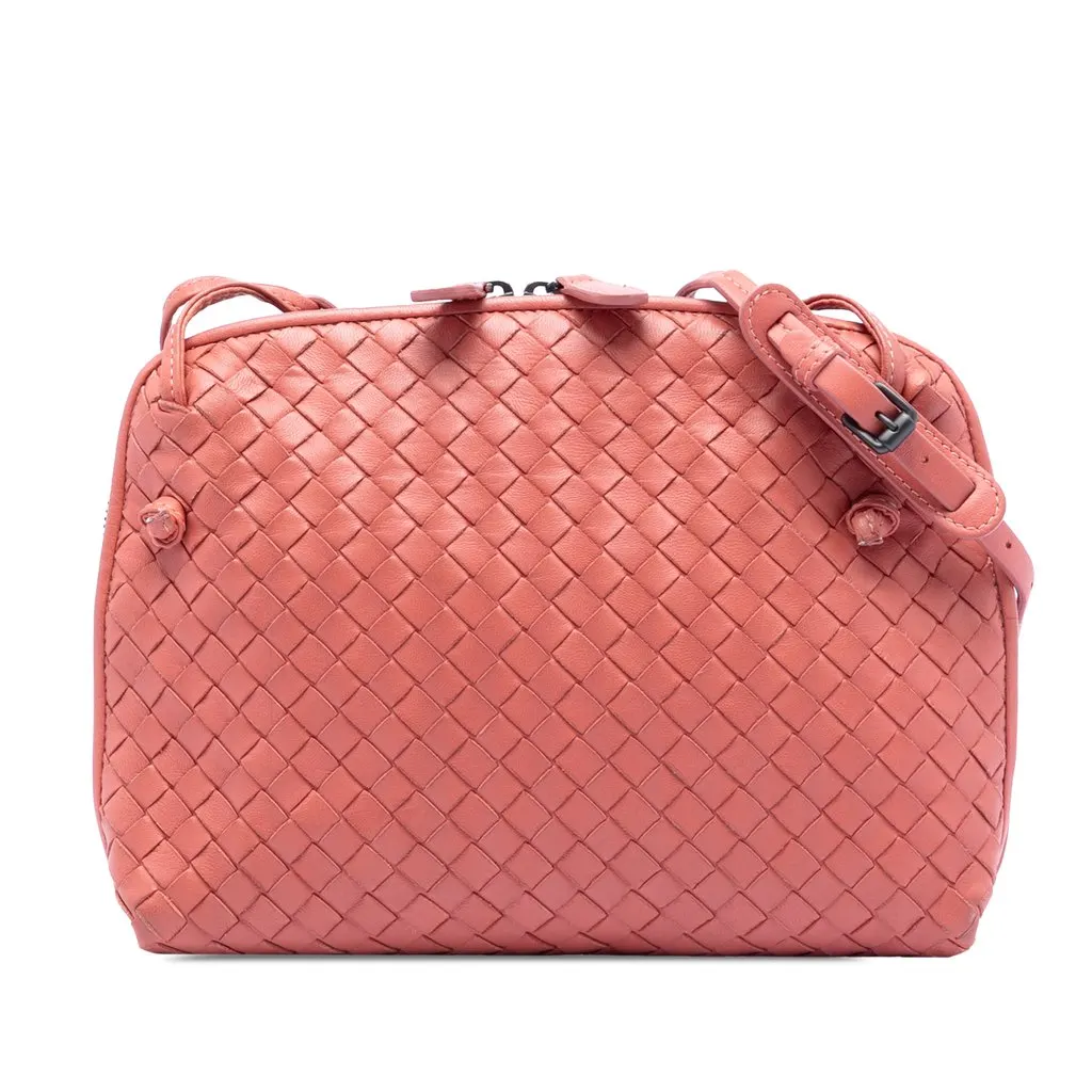 Bottega Veneta Nappa Intrecciato Nodini Crossbody Pink Leather Very good - Front View