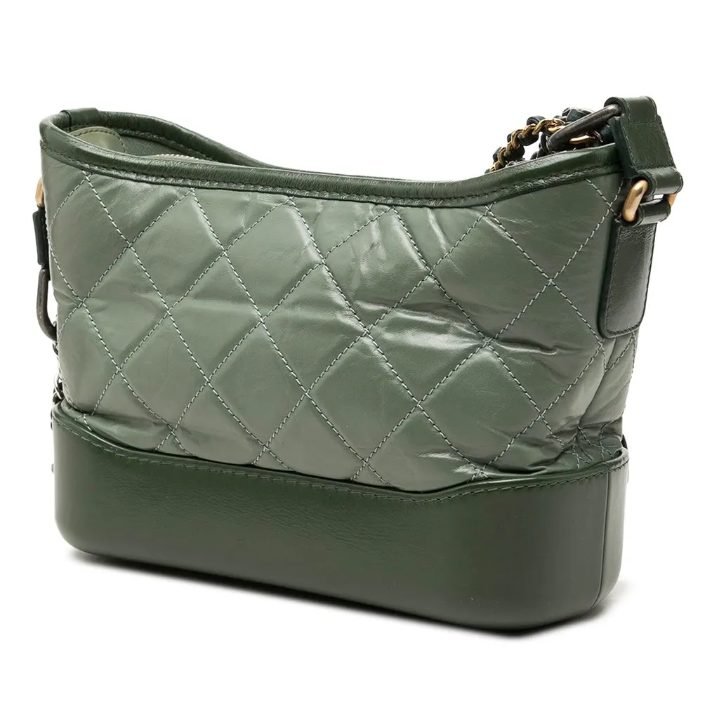Chanel Small Bicolor Aged Calfskin Gabrielle Crossbody Green Leather Very good - Back View