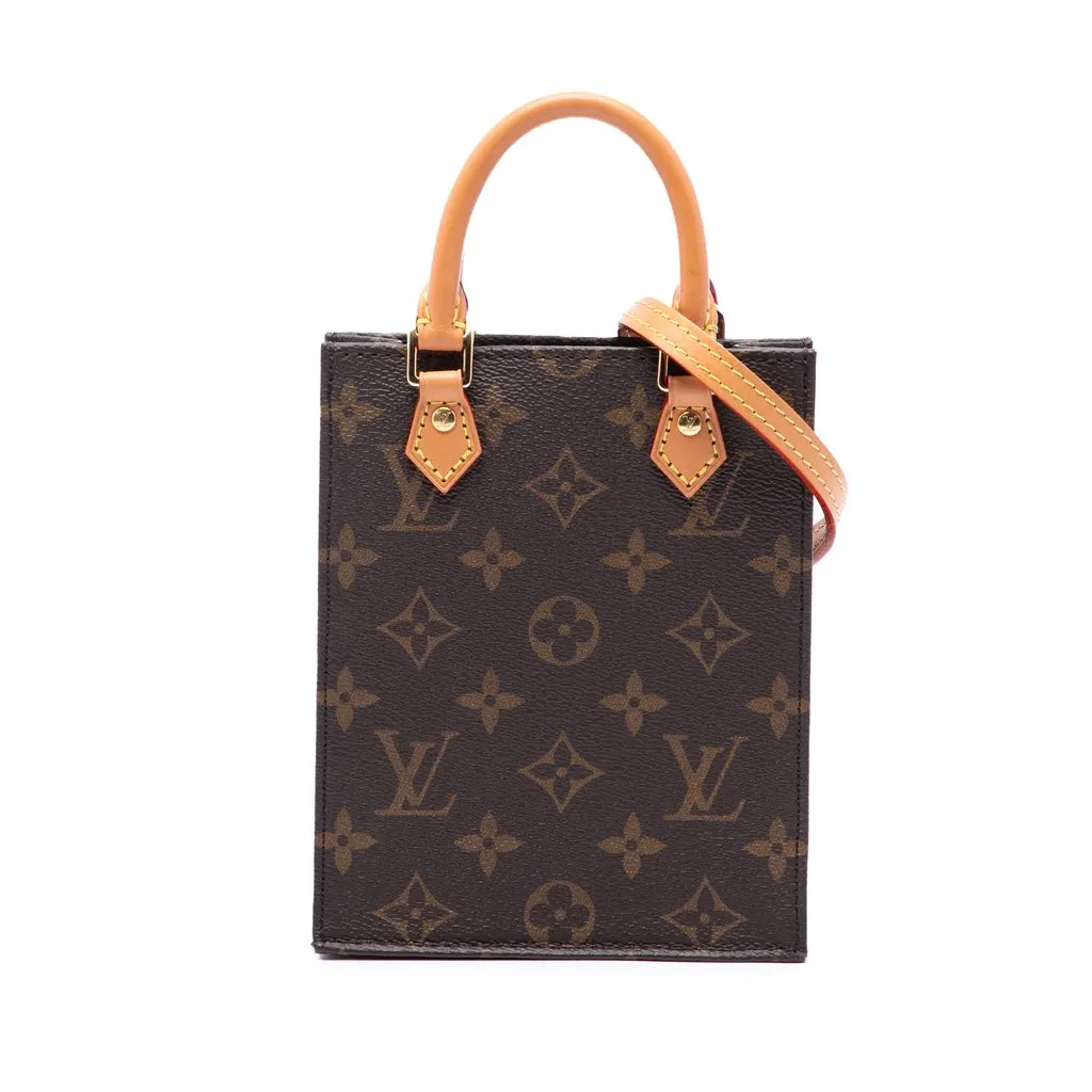 Louis Vuitton Monogram Petit Sac Plat Brown Canvas Very good - Front View