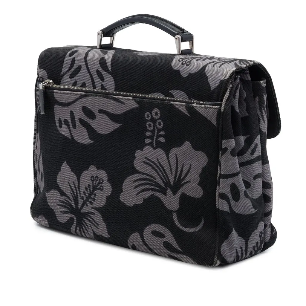 Prada Canvas Floral Print Business Bag MultiColor Very good - Back View