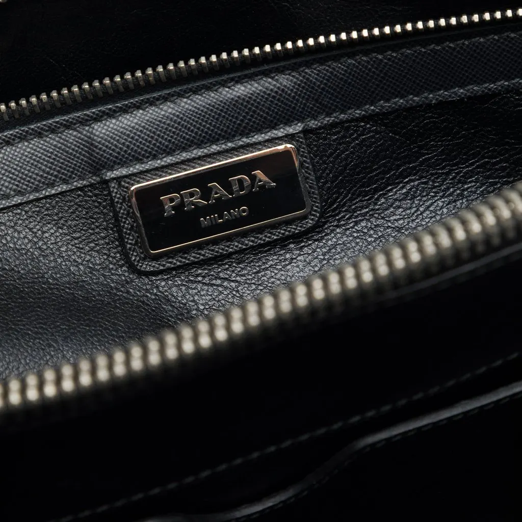 Prada Canvas Floral Print Business Bag MultiColor Very good - Box View