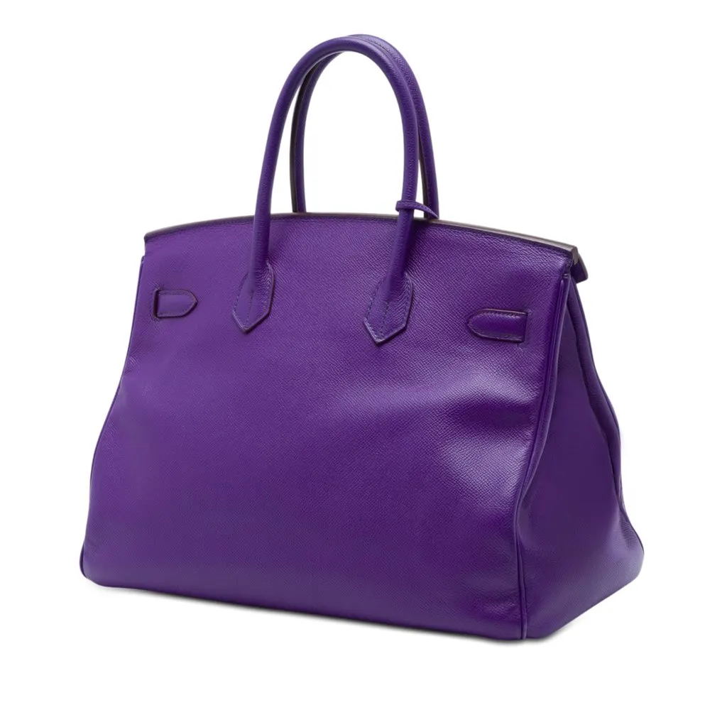 Hermès Epsom Birkin Retourne 35 Purple Leather Very good - Back View