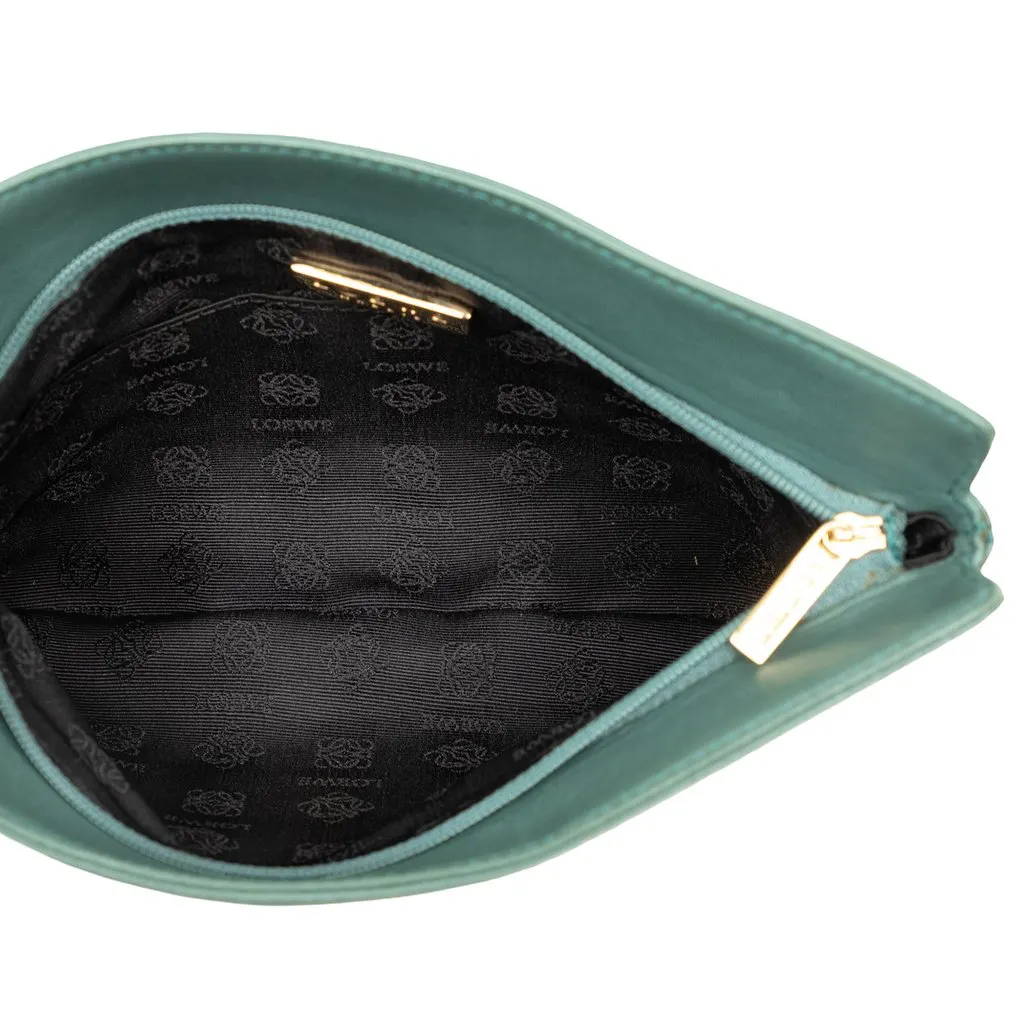 Loewe Leather Logo Wristlet Pouch Material Green Leather Very good - Model View