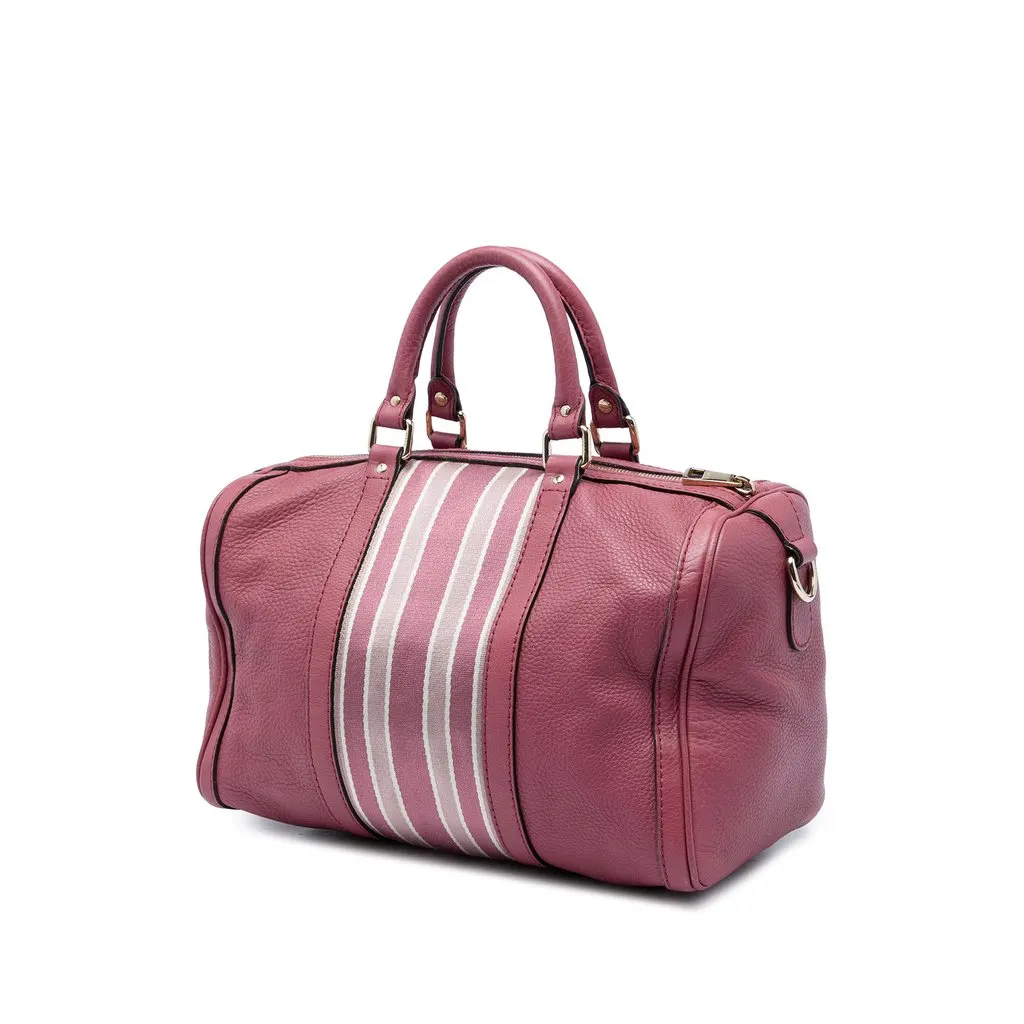 Gucci Medium Calfskin Web Joy Boston Bag Pink Leather Good - Back View