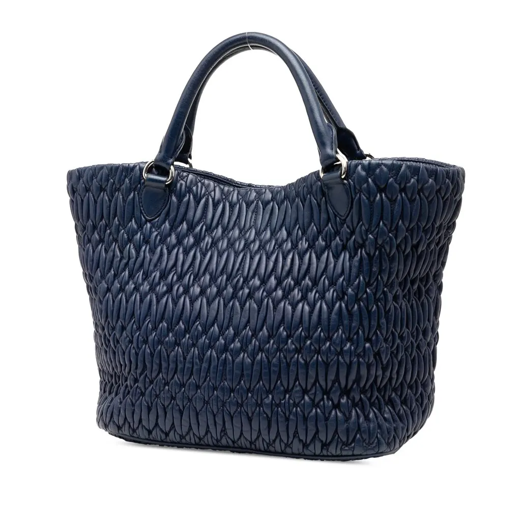 Miu Miu Matelasse Nappa Crystal Satchel Blue Leather Very good - Back View
