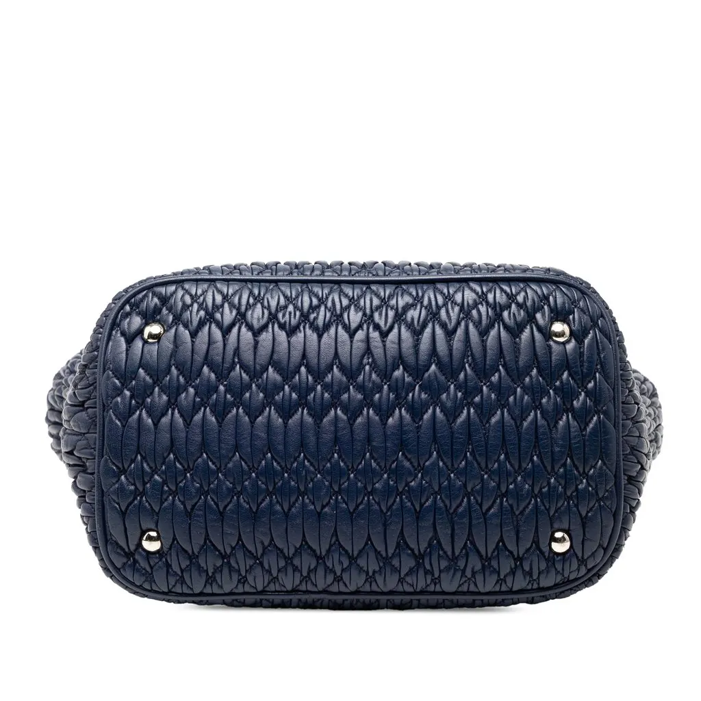 Miu Miu Matelasse Nappa Crystal Satchel Blue Leather Very good - Inside View