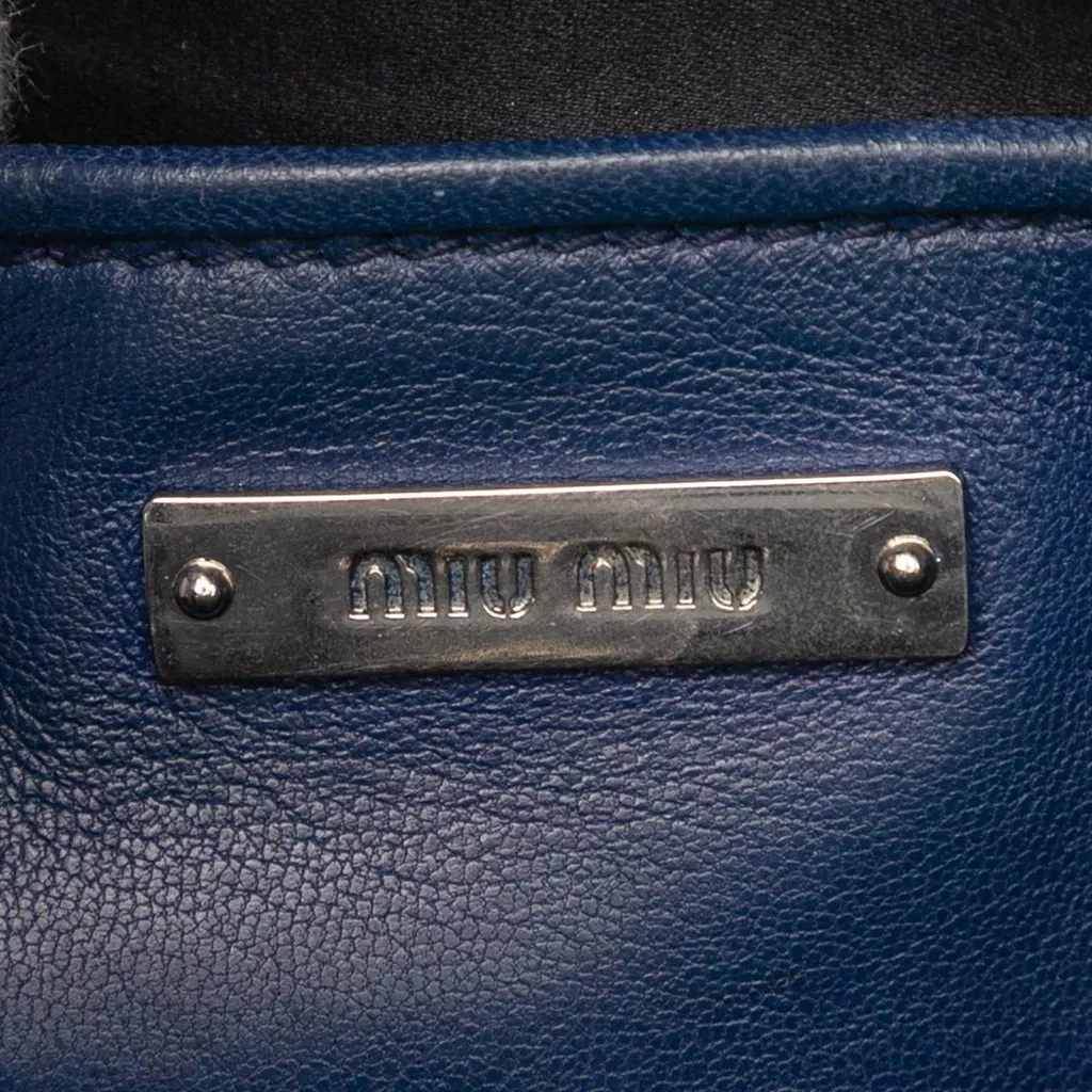 Miu Miu Matelasse Nappa Crystal Satchel Blue Leather Very good - Box View