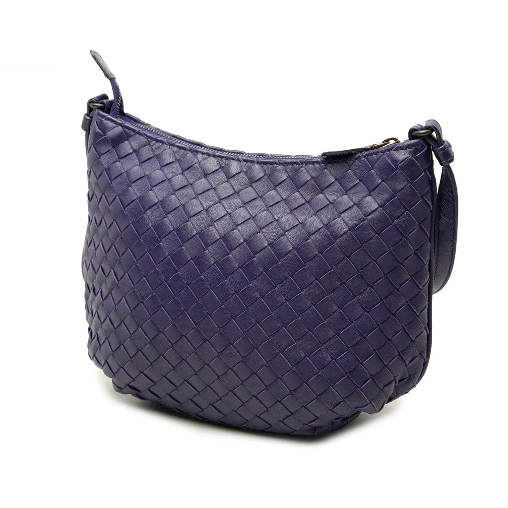 Bottega Veneta Small Nappa Intrecciato Crossbody Purple Leather Very good - Back View