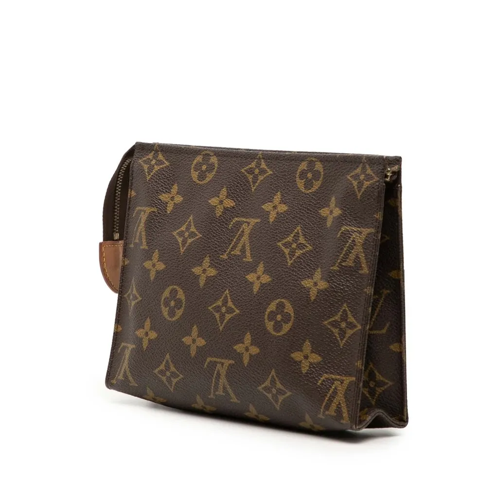 Louis Vuitton Monogram Toiletry Pouch 19 Brown Canvas Good - Back View