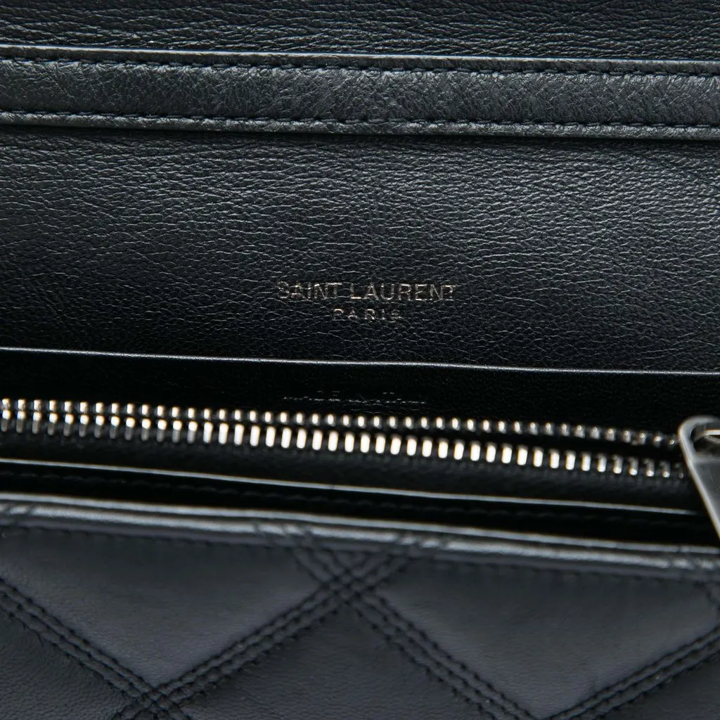 Saint Laurent Quilted Diamond Lambskin Becky Wallet on Chain Black Leather Very good - Box View