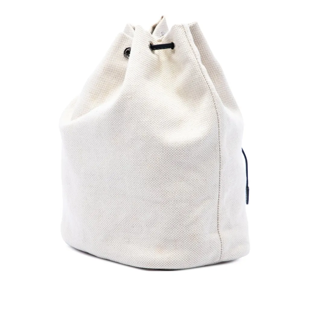 Prada Canvas Mistolino Drawstring Pouch White Very good - Back View