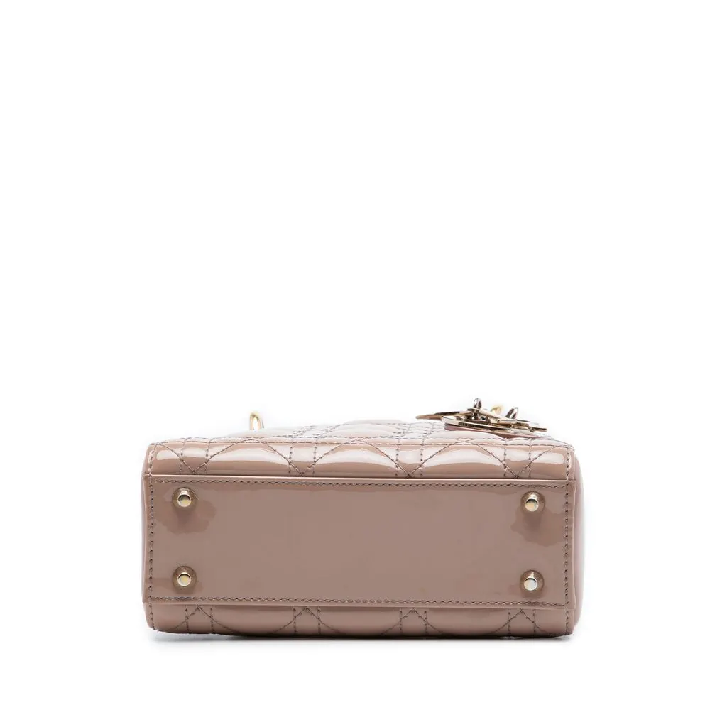 Dior Mini Patent Cannage Lady Dior Brown Leather Very good - Inside View