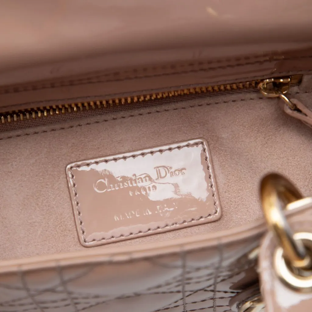 Dior Mini Patent Cannage Lady Dior Brown Leather Very good - Box View