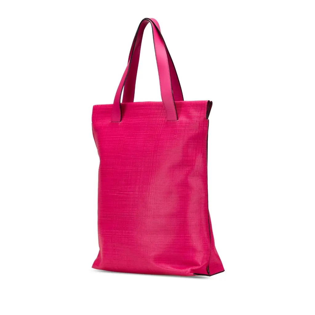 Loewe Anagram Leather Shopper Tote Pink Leather Good - Back View