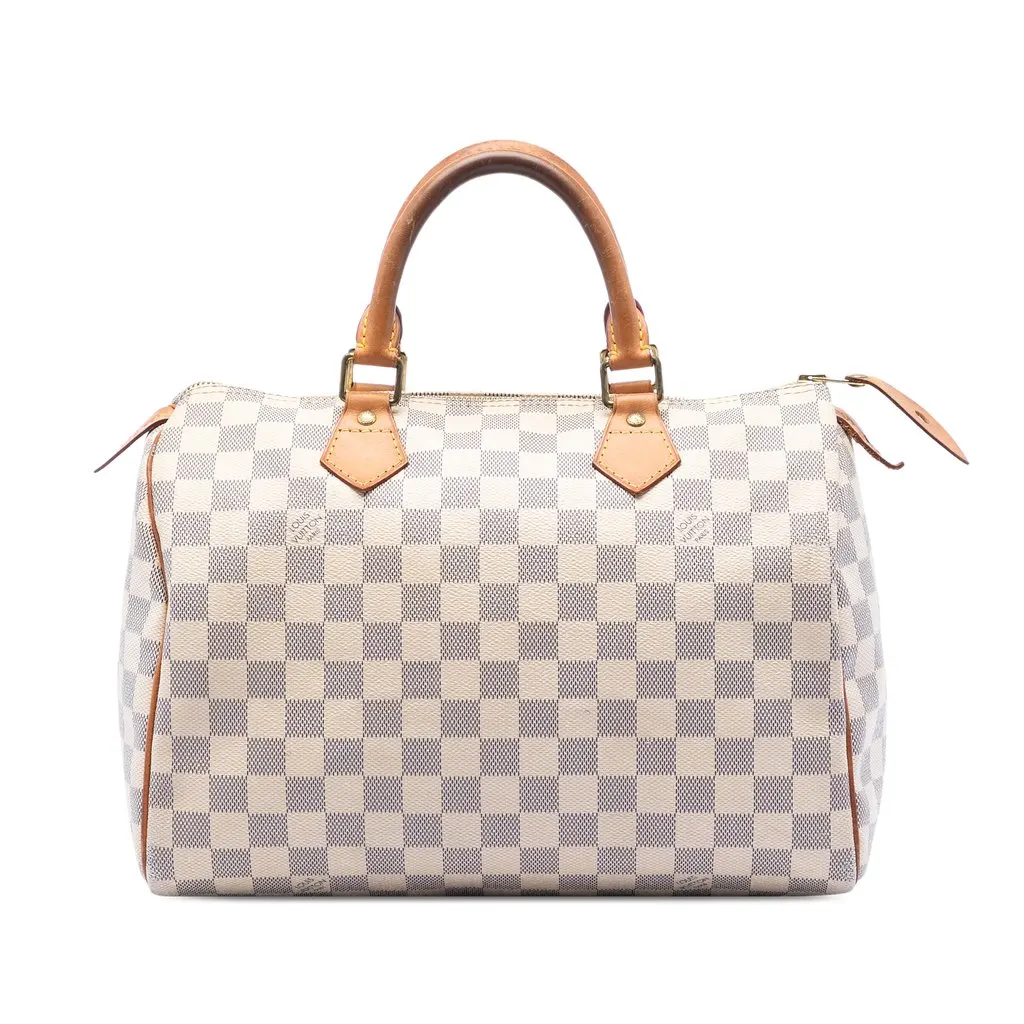 Louis Vuitton Damier Azur Speedy 30 White Good - Front View